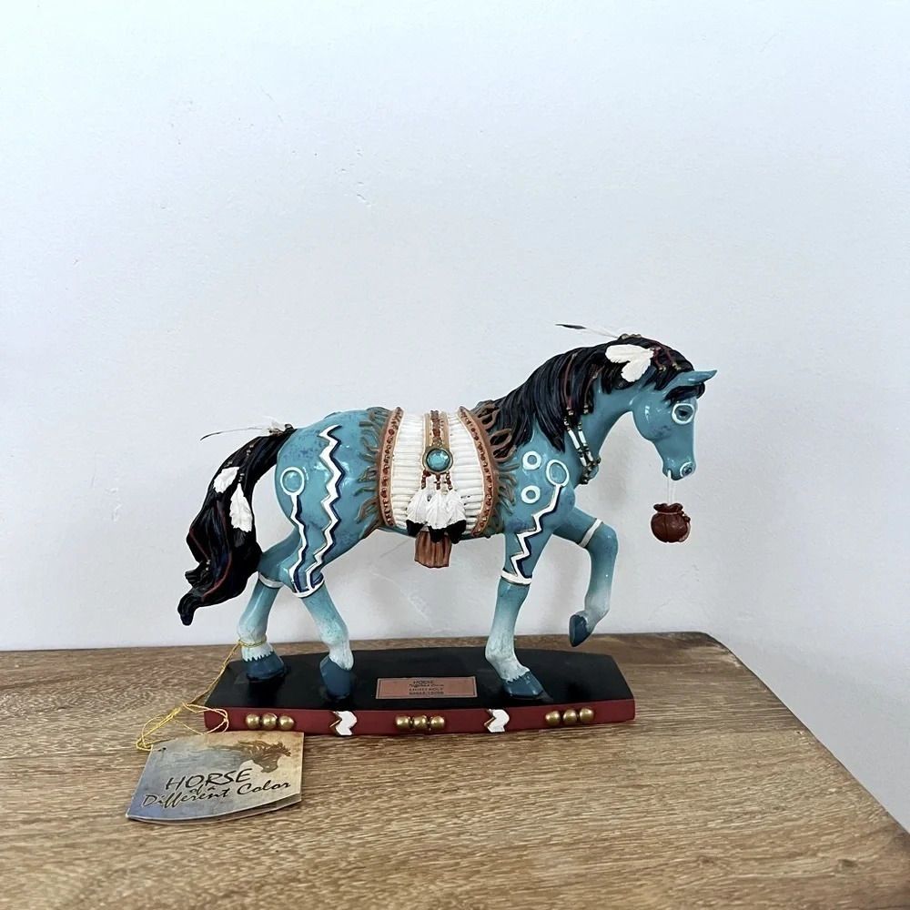 Trail of Painted Ponies Teal Horse Figurine Lightbolt. Without box.